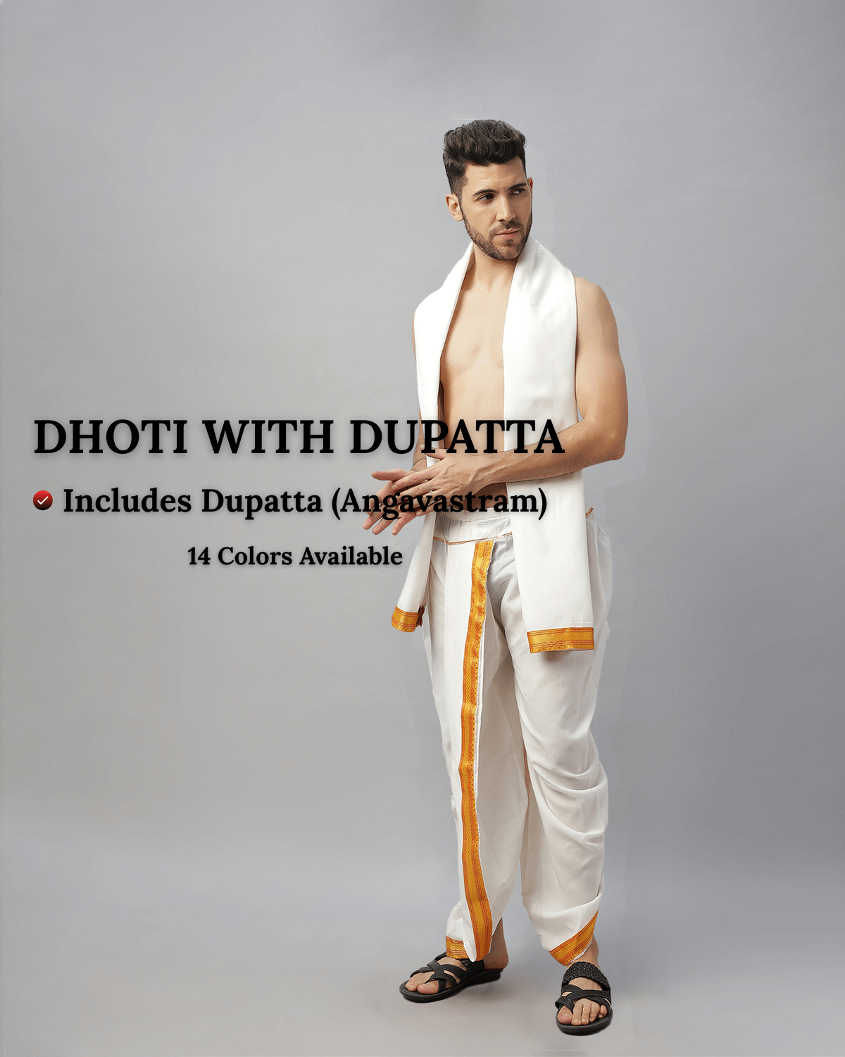 Ready-Made Dhoti with Dupatta traditional men festive wear