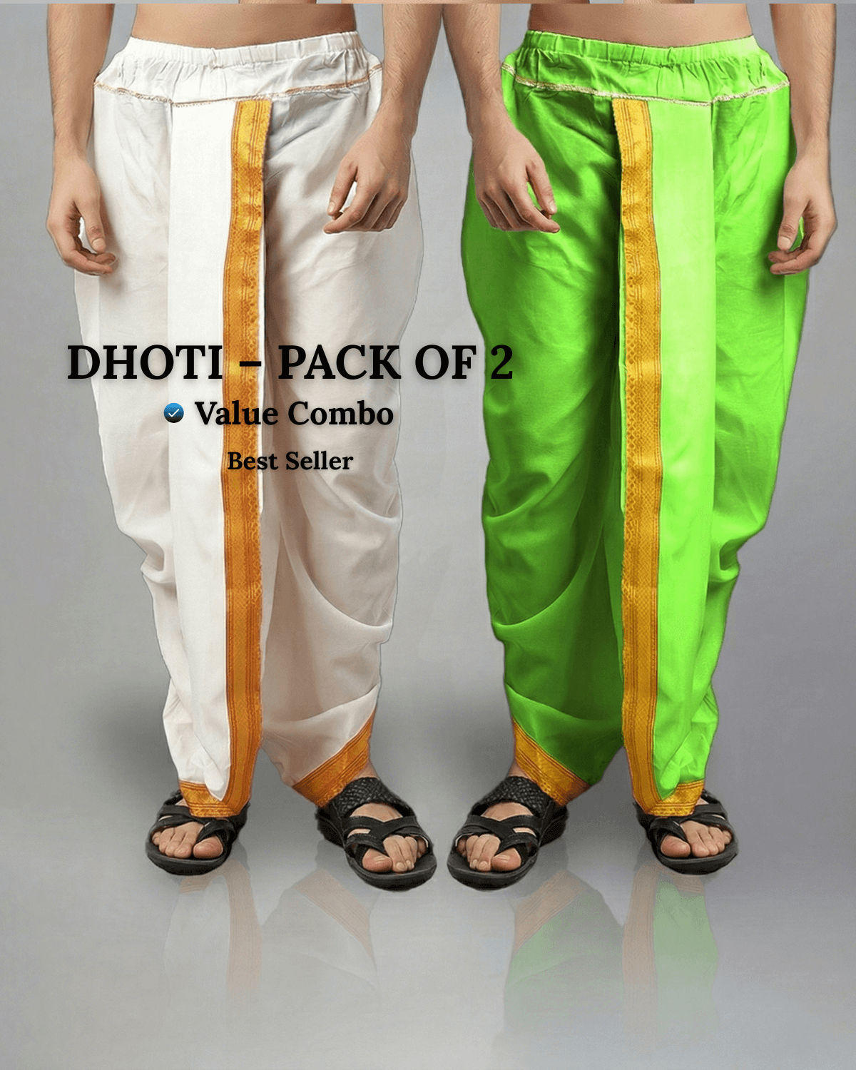 Dhoti for Men Pack of 2 Ready-Made Art Silk