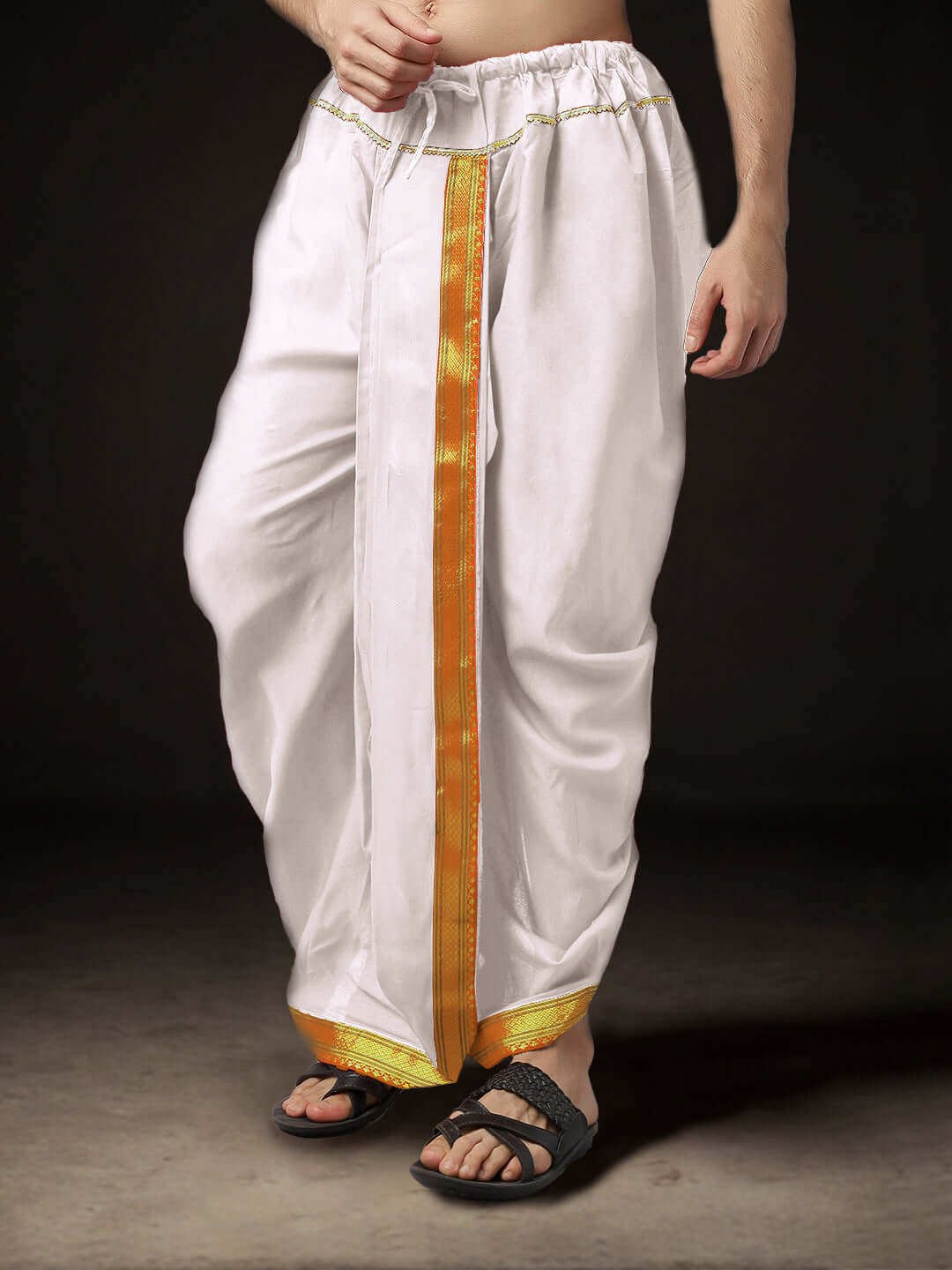 Readymade Art Silk Dhoti for Men Phakkat – Art Silk Fabric Texture & Border
