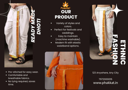 Readymade Art Silk Dhoti for Men Phakkat – Festive & Cultural Wear Look