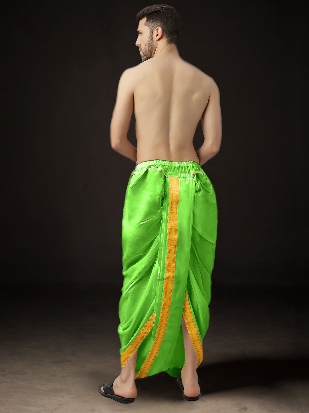 Ready-Made Dhoti for Men Pack of 2 Phakkat – Pink & Olive Dhoti Combo Additional View