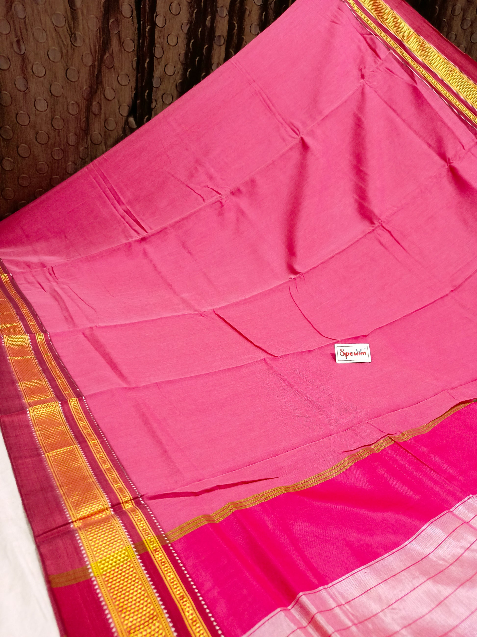 Irkal Cotton Saree for Women Phakkat Pink Pallu View