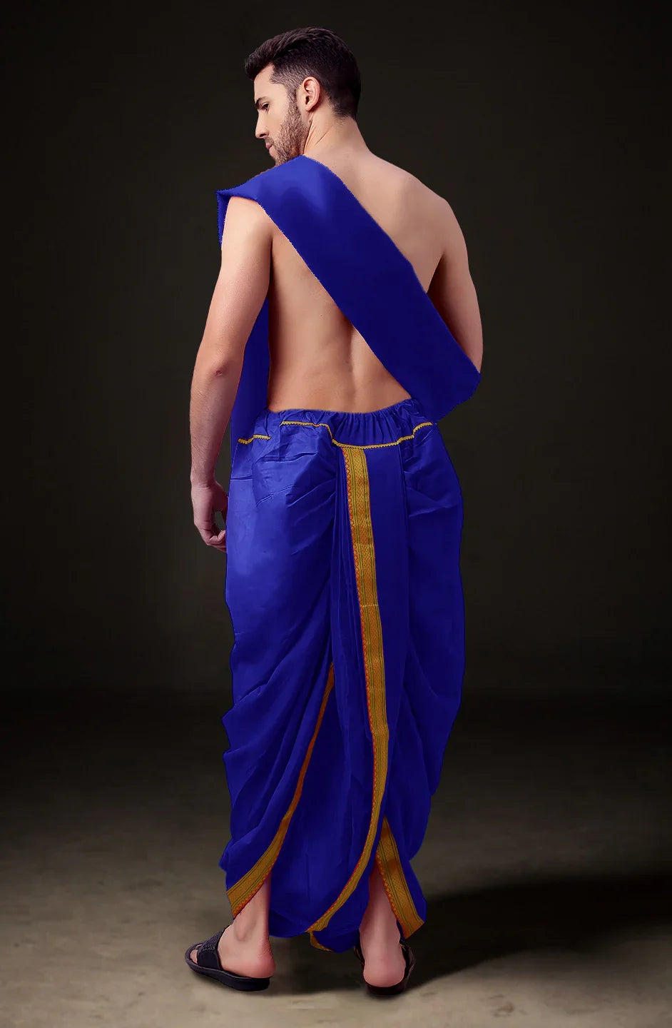 Ready-Made Dhoti with Dupatta for Men Phakkat – Blue Dhoti Traditional Outfit