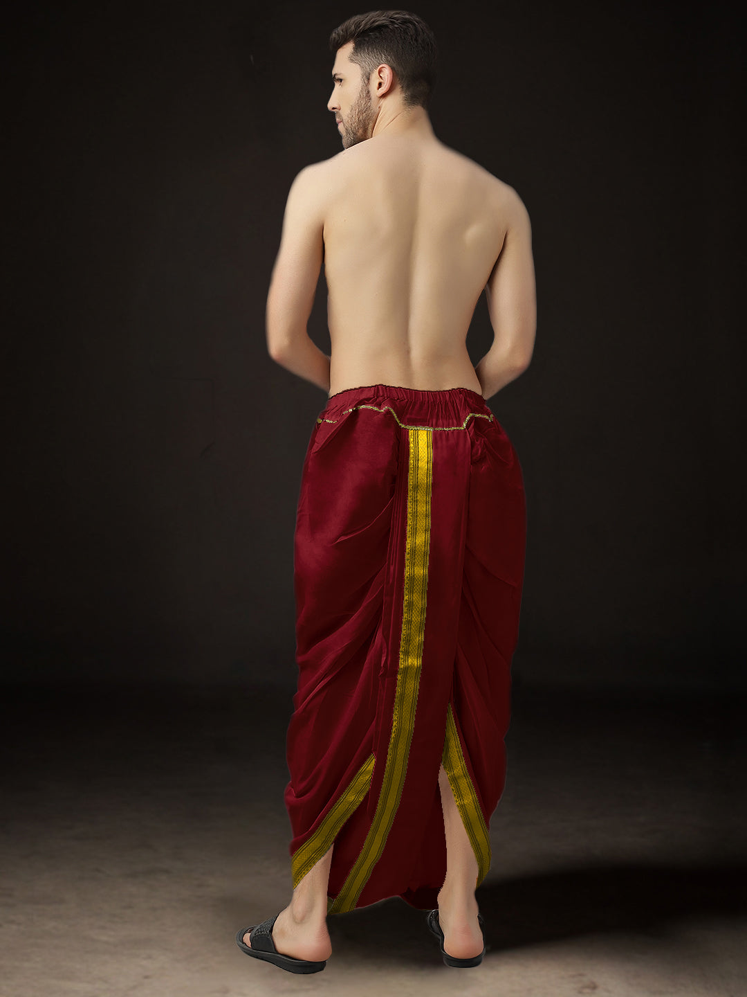 Readymade Art Silk Dhoti for Men Phakkat – Maroon Ready-Made Dhoti Traditional Outfit