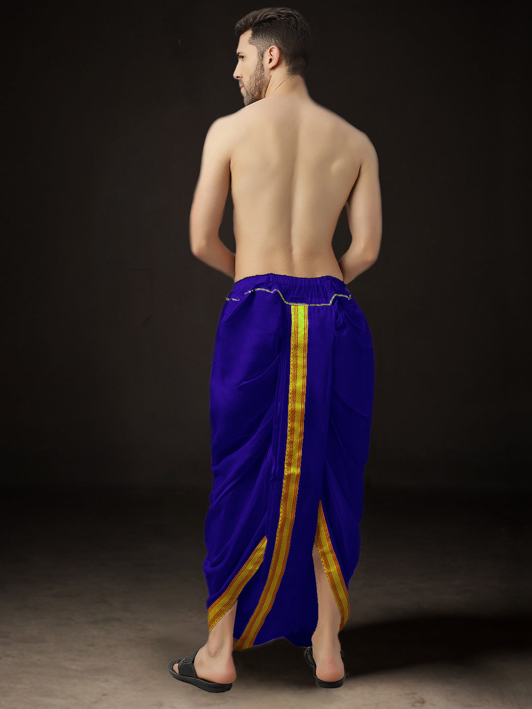 Ready-Made Dhoti for Men Pack of 2 Phakkat – Blue Dhoti Solo Festive Art Silk Traditional Outfit