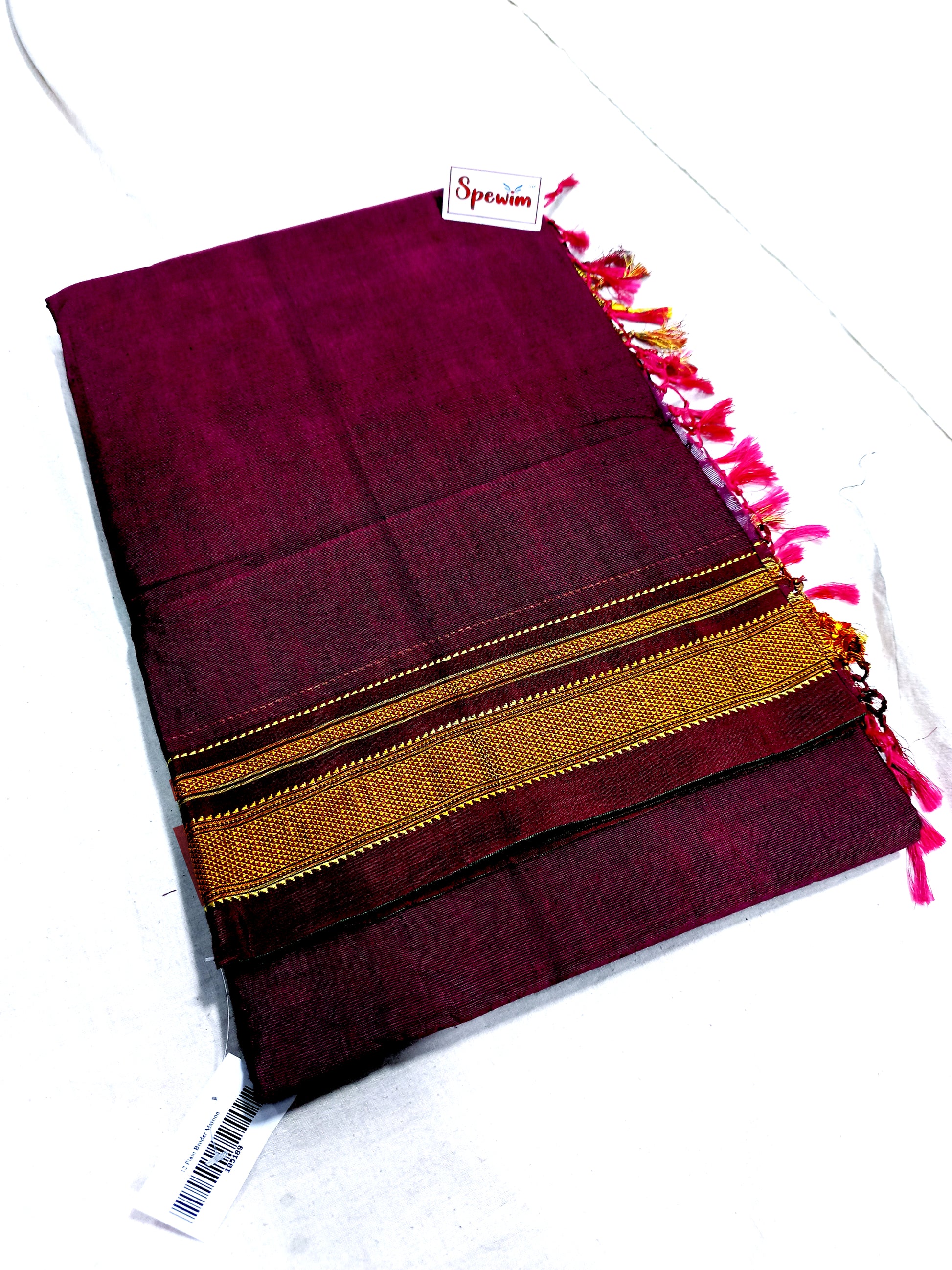 Irkal Cotton Saree for Women Phakkat Maroon Full Saree Display