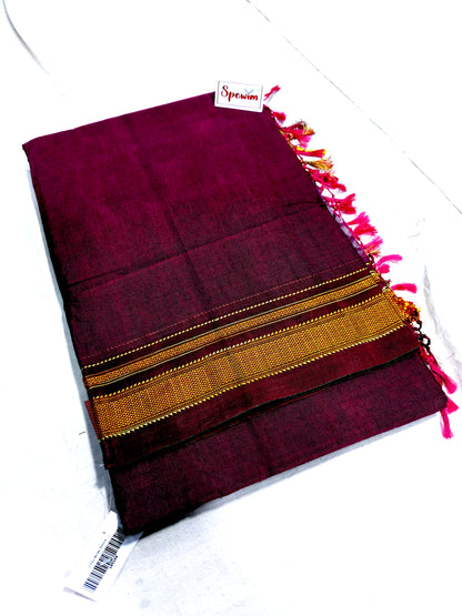 Irkal Cotton Saree for Women Phakkat Maroon Full Saree Display