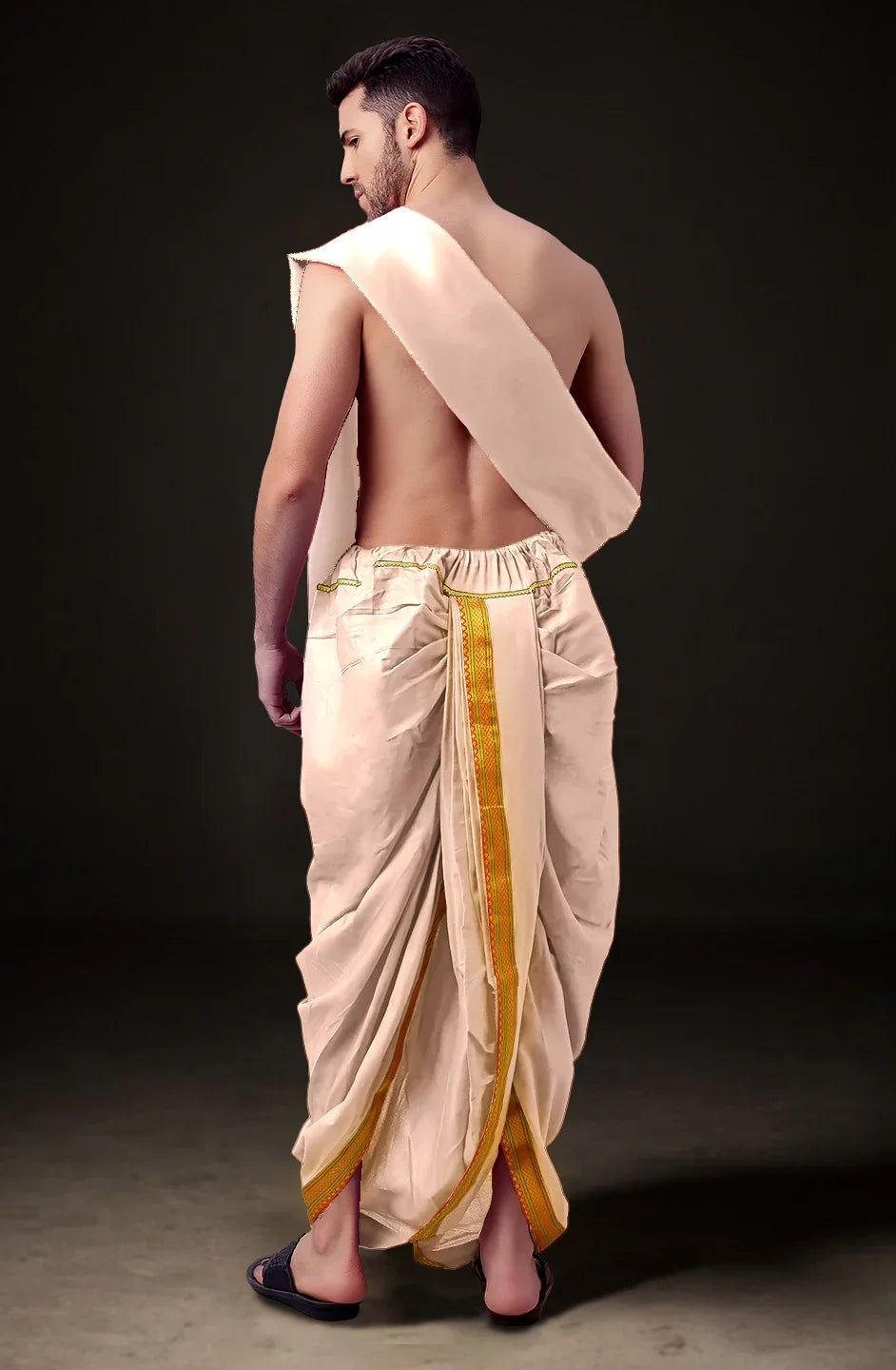 Ready-Made Dhoti with Dupatta for Men Phakkat – Skin Dhoti Traditional Outfit