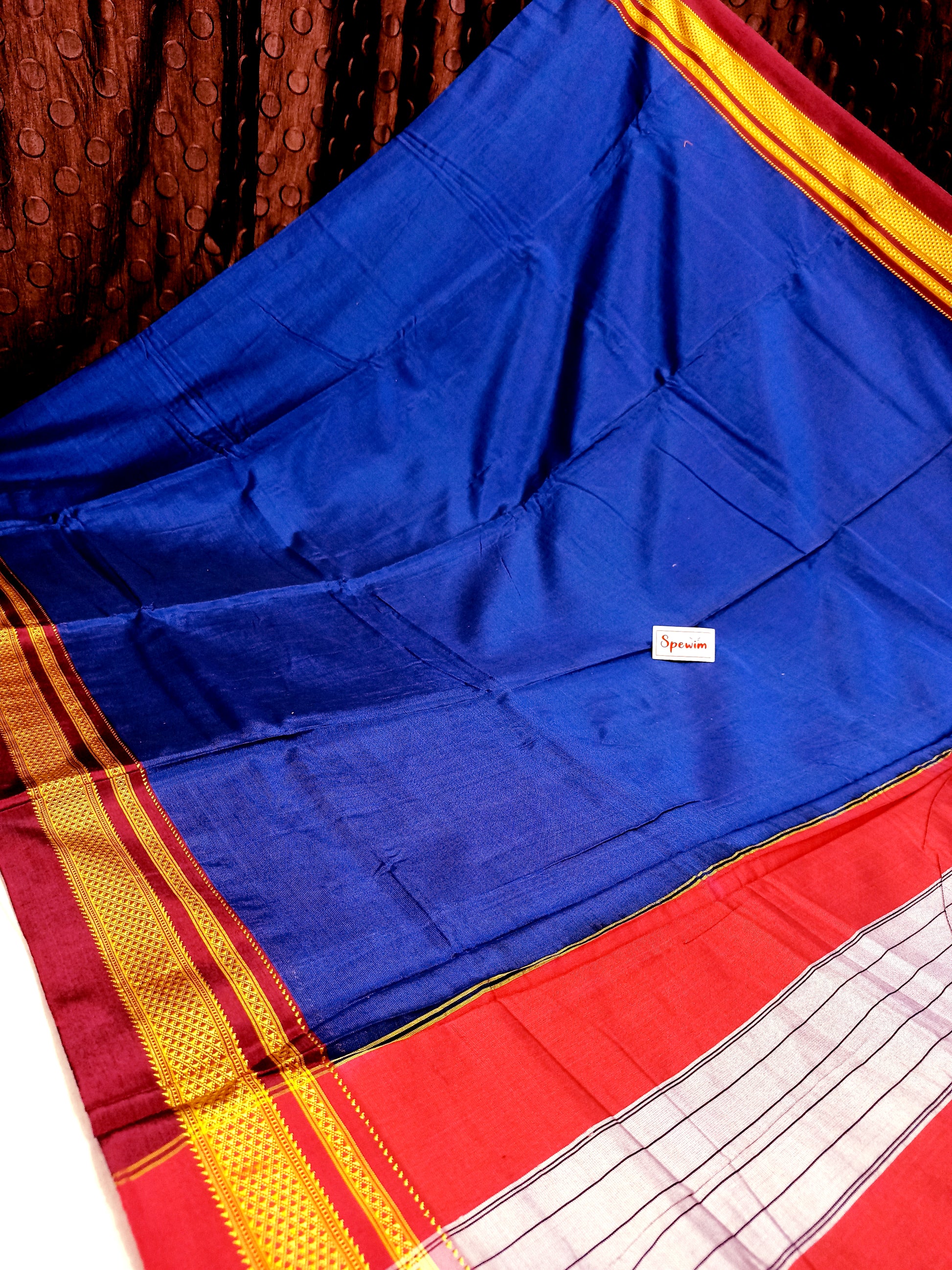 Irkal Cotton Saree for Women Phakkat Blue Pallu View