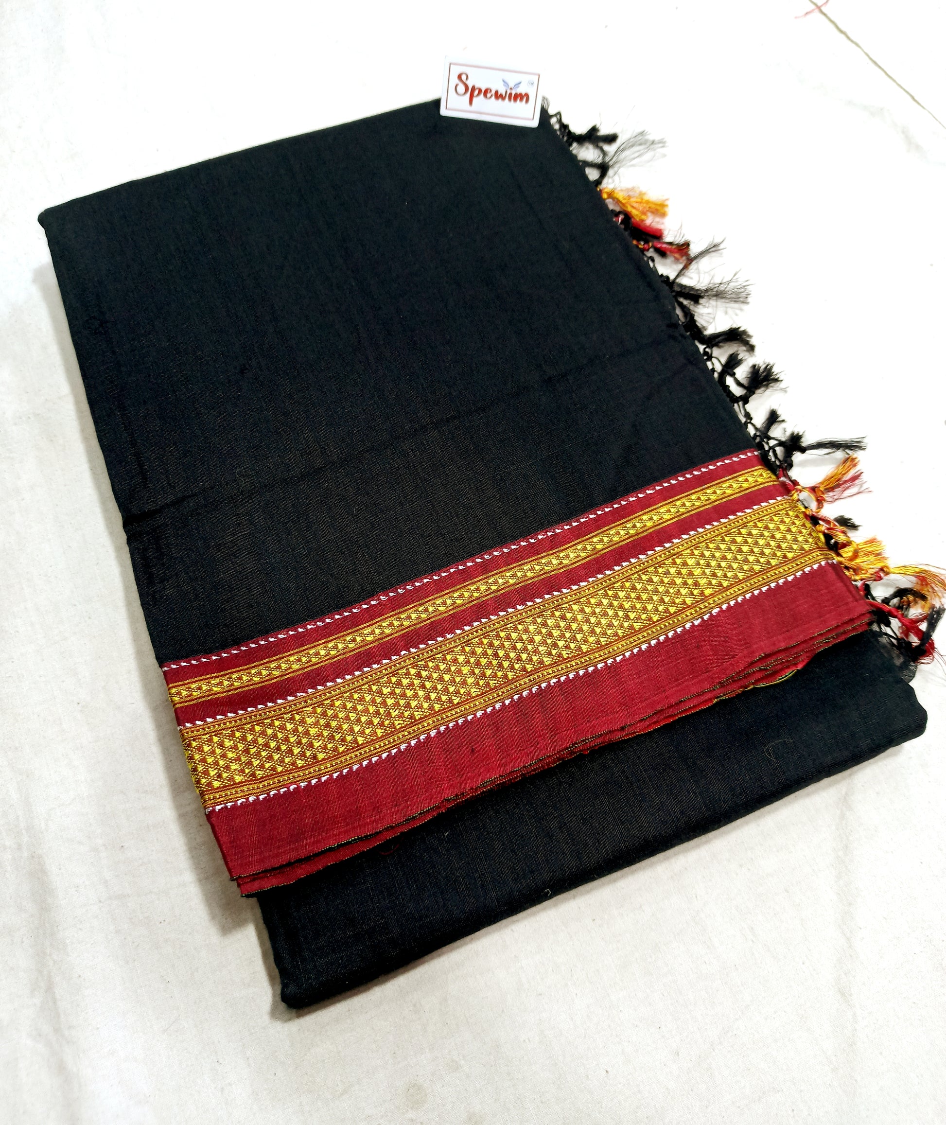 Irkal Cotton Saree for Women Phakkat Black Full Saree Display