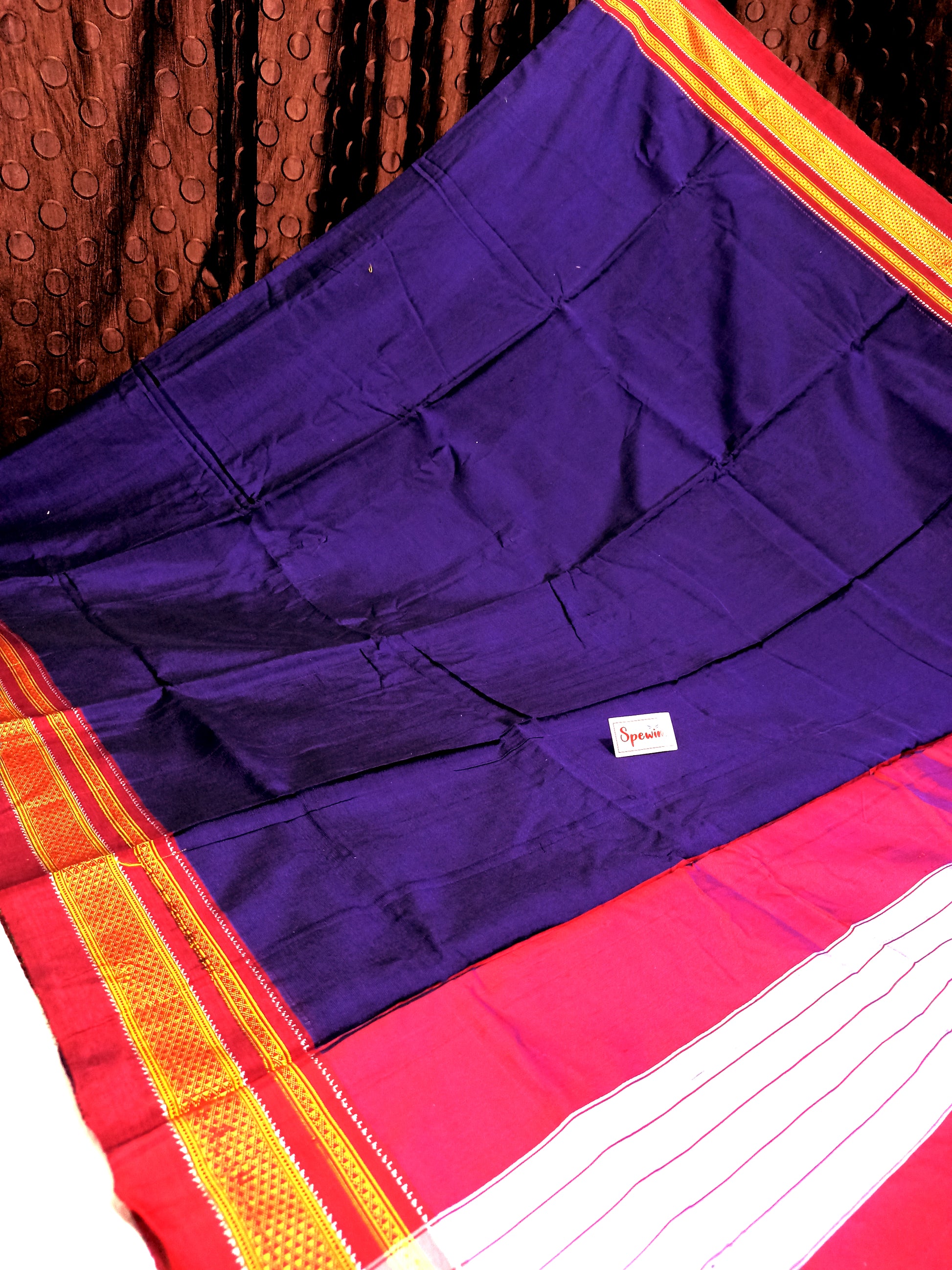Irkal Cotton Saree for Women Phakkat Navy Blue Pallu View
