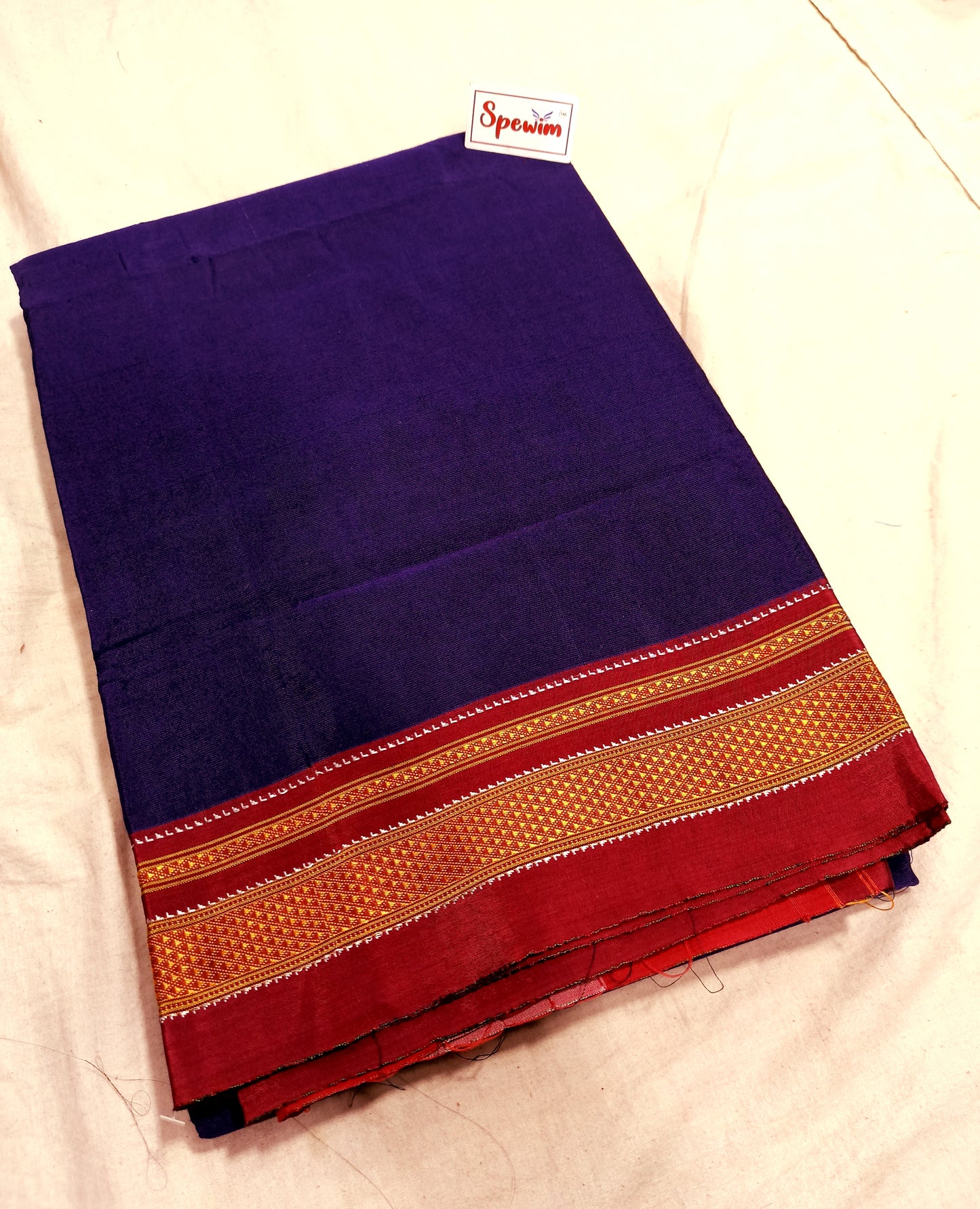 Irkal Cotton Saree for Women Phakkat Navy Blue Full Saree Display