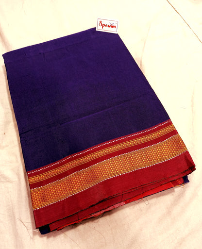 Irkal Cotton Saree for Women Phakkat Navy Blue Full Saree Display