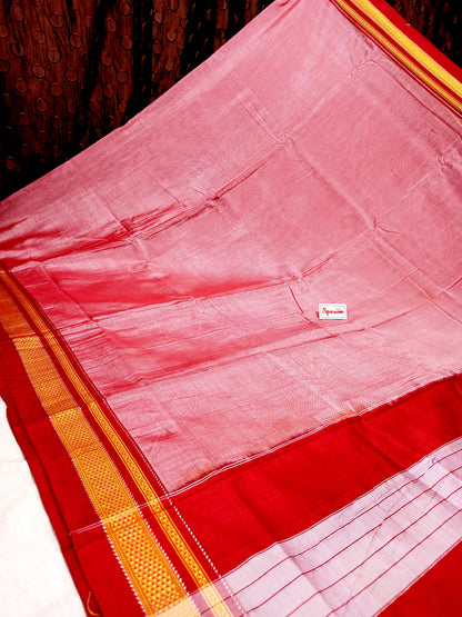 Irkal Cotton Saree for Women Phakkat Light Red Pallu View
