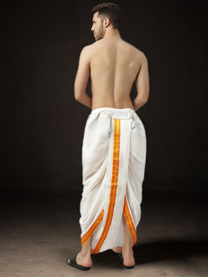 Readymade Dhoti for Men Pack of 2 Phakkat – White & Moti Dhoti Combo Front View