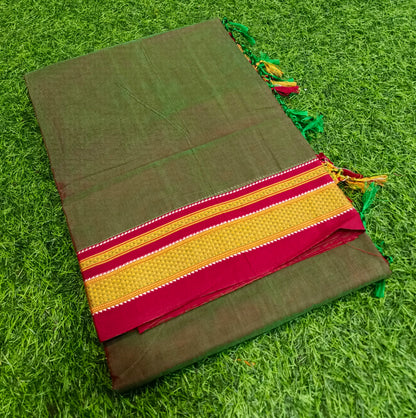 Irkal Cotton Saree for Women Phakkat Mint Green Full Saree Display