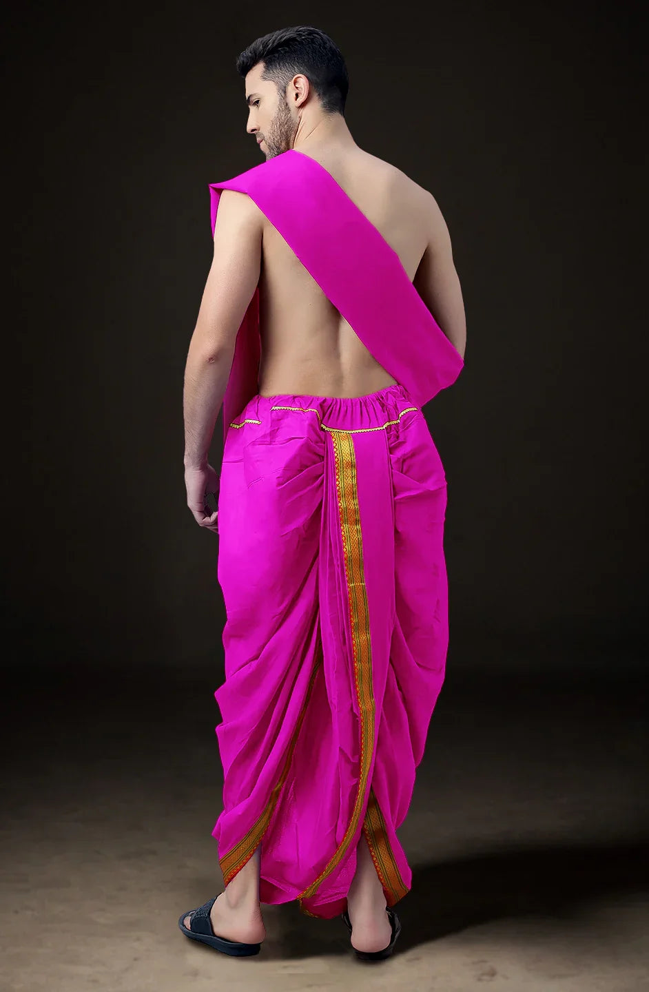 Ready-Made Dhoti with Dupatta for Men Phakkat – Dark Pink Dhoti Traditional Outfit
