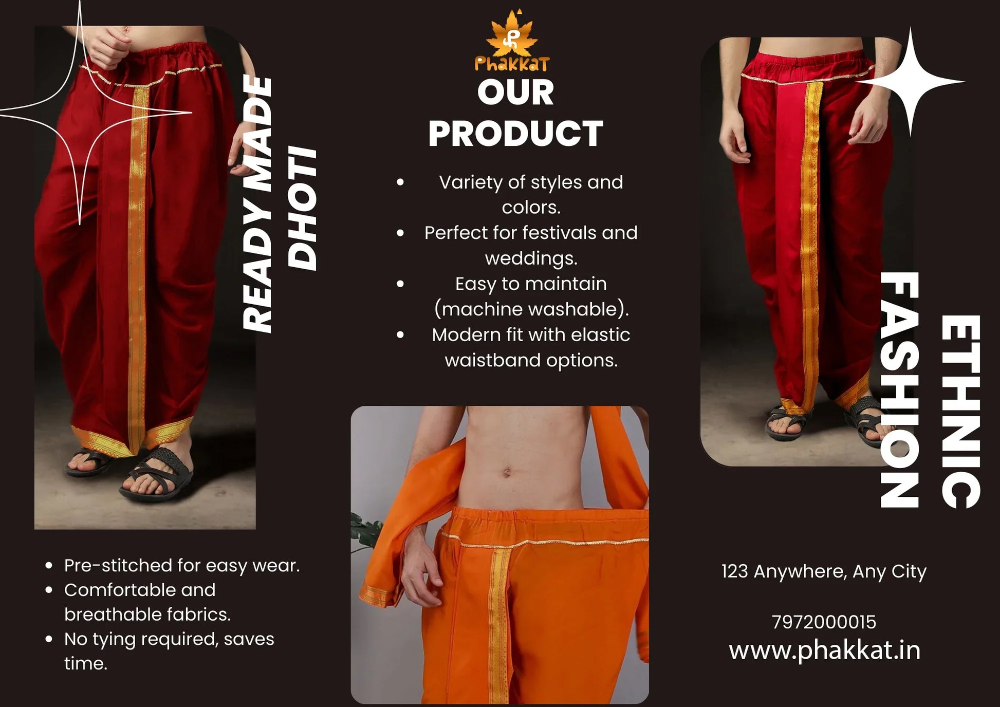 Readymade Art Silk Dhoti for Men Phakkat – Red Festive & Cultural Wear Look