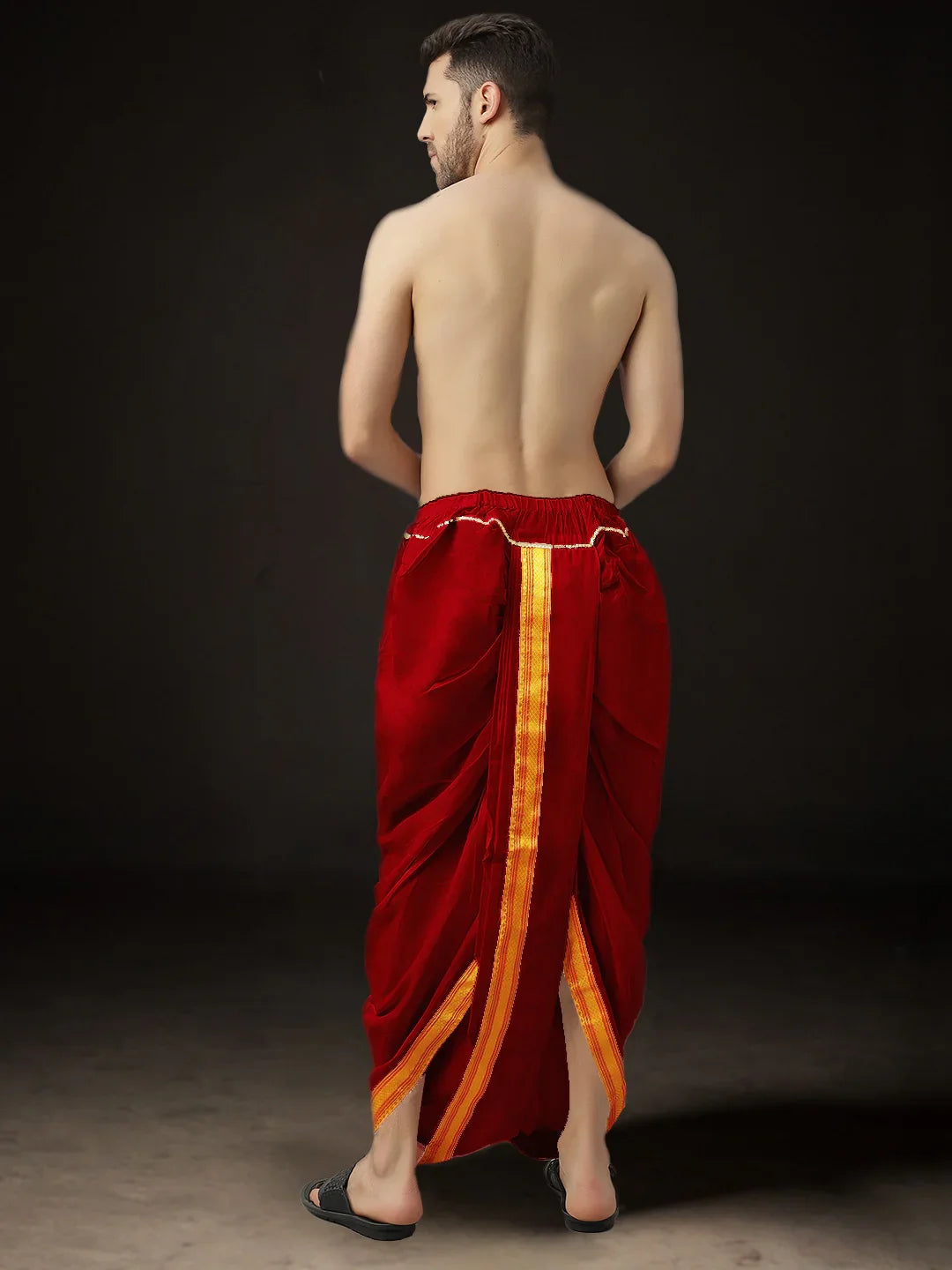 Readymade Art Silk Dhoti for Men Phakkat – Red Ready-Made Dhoti Traditional Outfit
