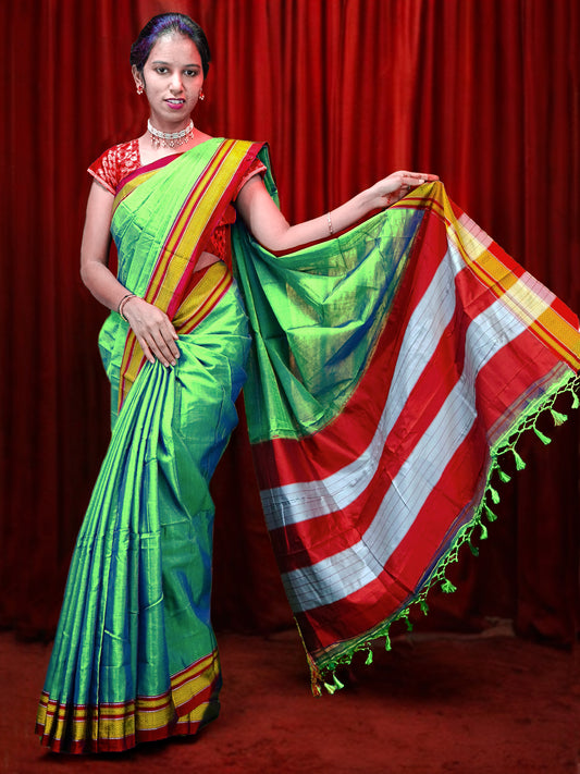 Irkal Cotton Saree for Women Phakkat Pista Saree Front View