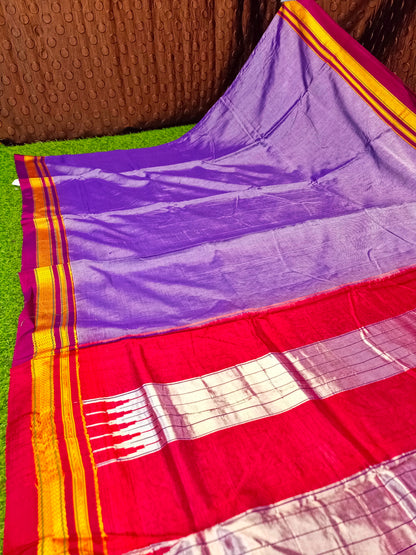 Irkal Cotton Saree for Women Phakkat Lavender Pallu View
