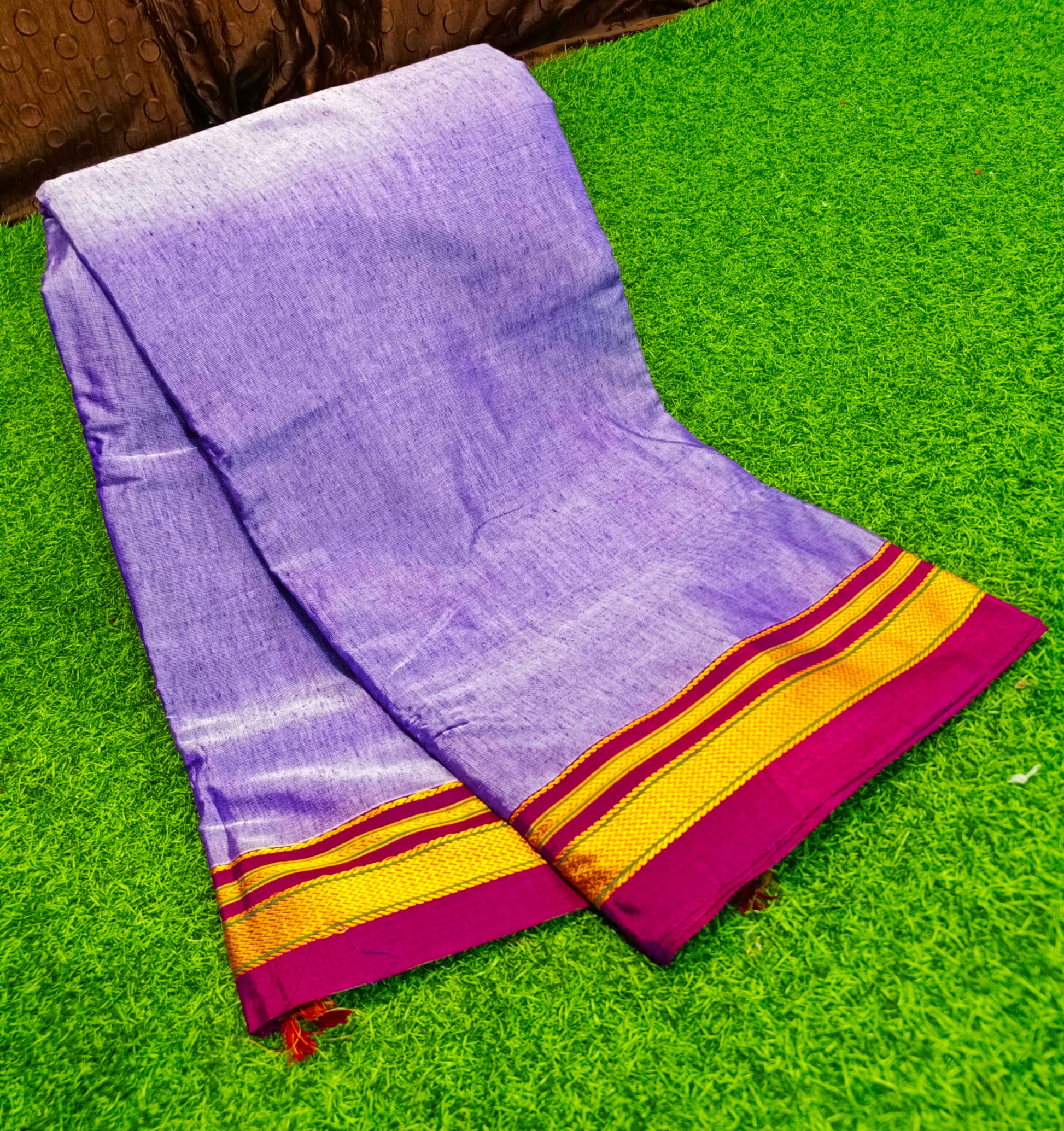 Irkal Cotton Saree for Women Phakkat Lavender Full Saree Display