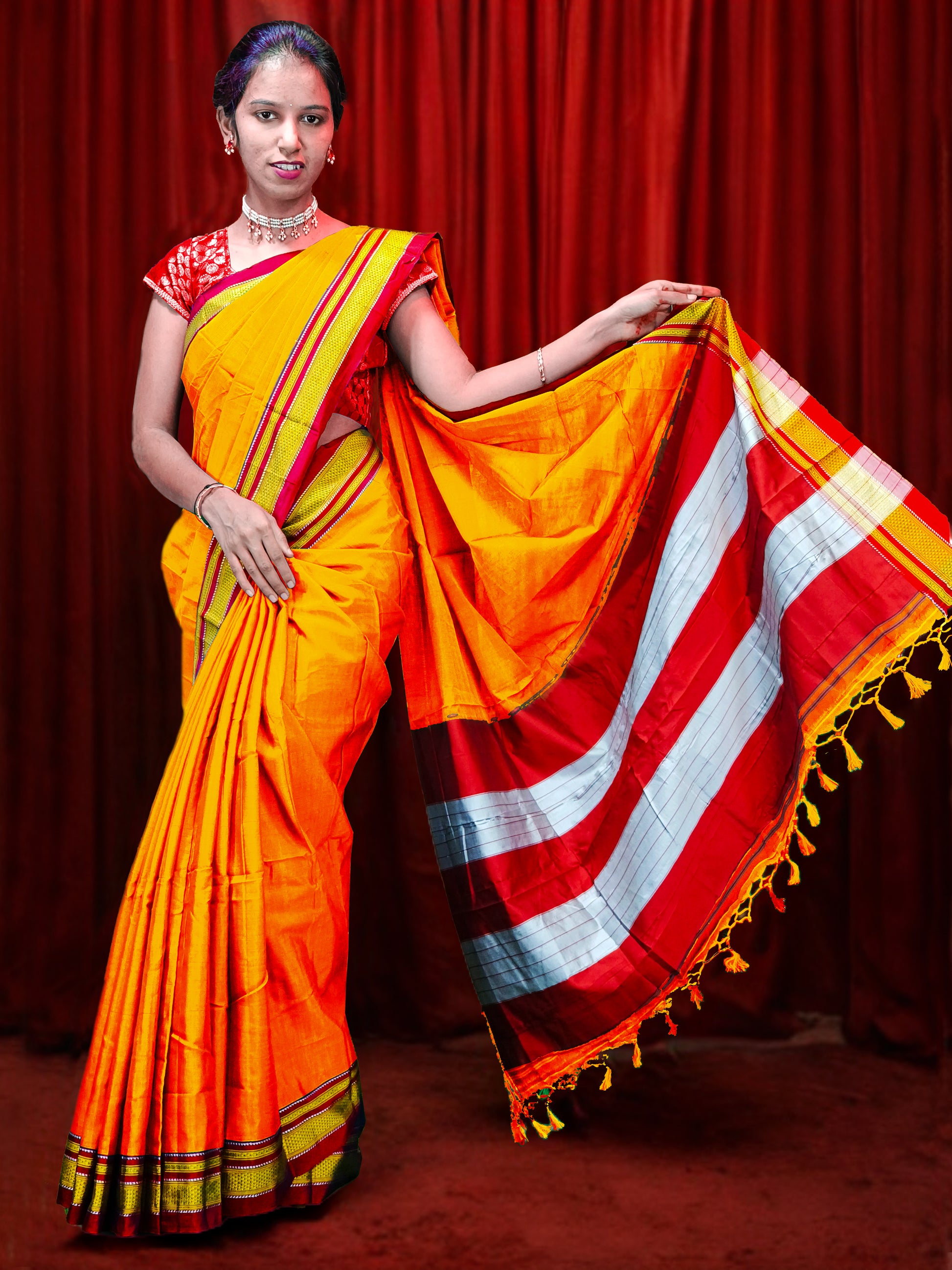 Irkal Cotton Saree for Women Phakkat Mango Saree Front View