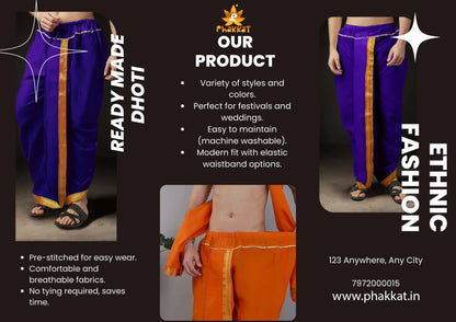 Readymade Art Silk Dhoti for Men Phakkat – Purple Festive & Cultural Wear Look