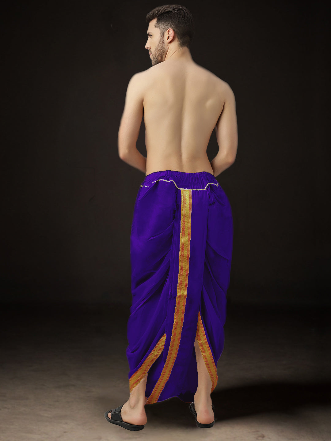 Ready-Made Dhoti for Men Pack of 2 Phakkat – Purple Dhoti Solo Ready-Made Art Silk Traditional Wear