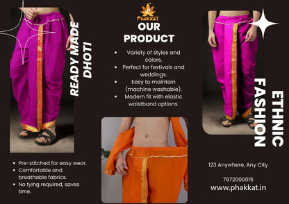 Readymade Art Silk Dhoti for Men Phakkat – Yellow Festive & Cultural Wear Look
