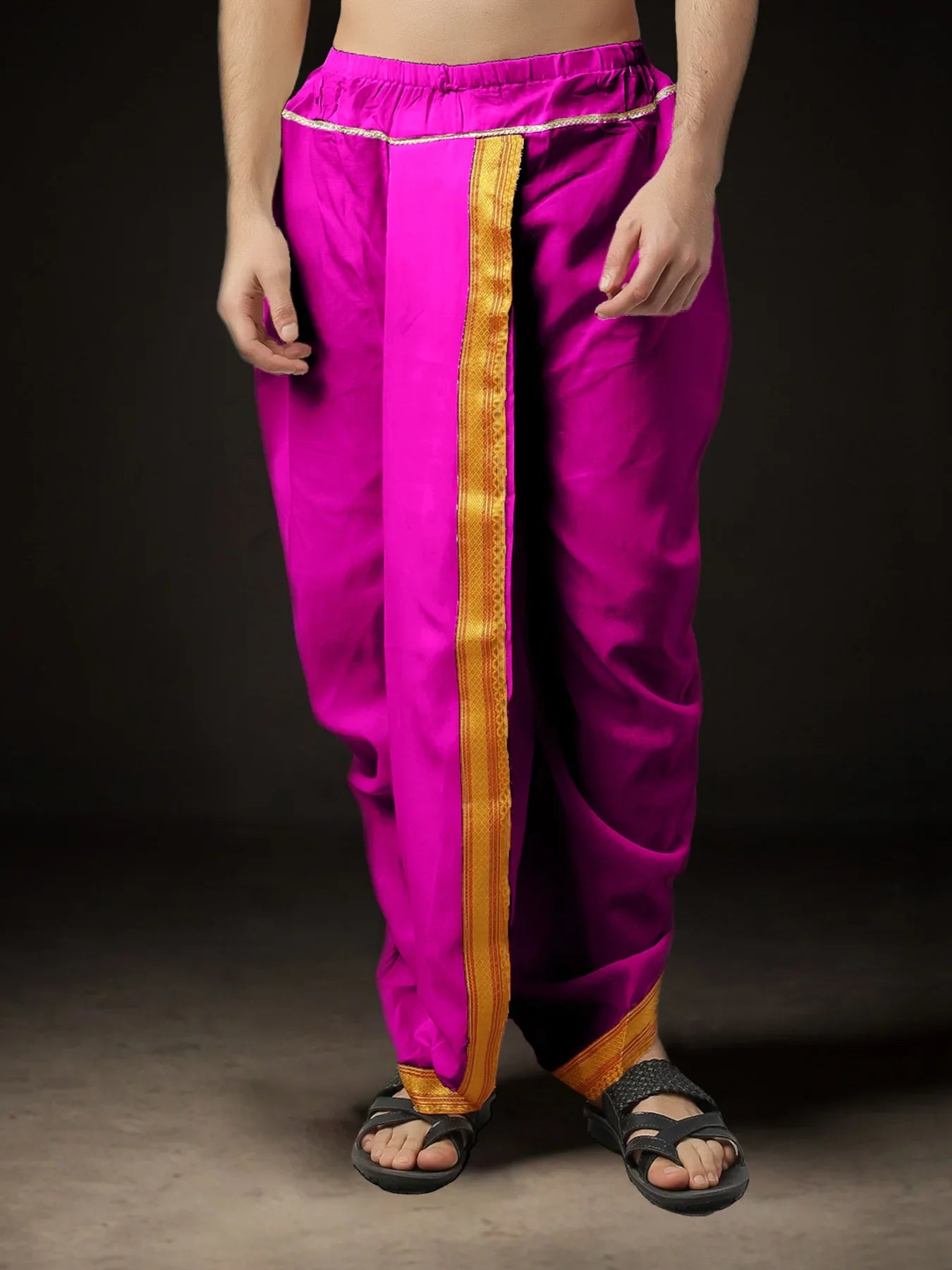 Readymade Art Silk Dhoti for Men Phakkat – Light Purple Single Dhoti Front View