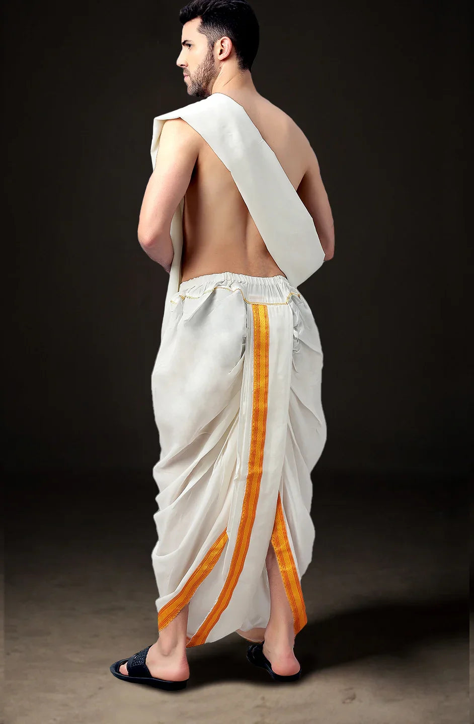 Ready-Made Dhoti with Dupatta for Men Phakkat – White Dhoti Traditional Outfit