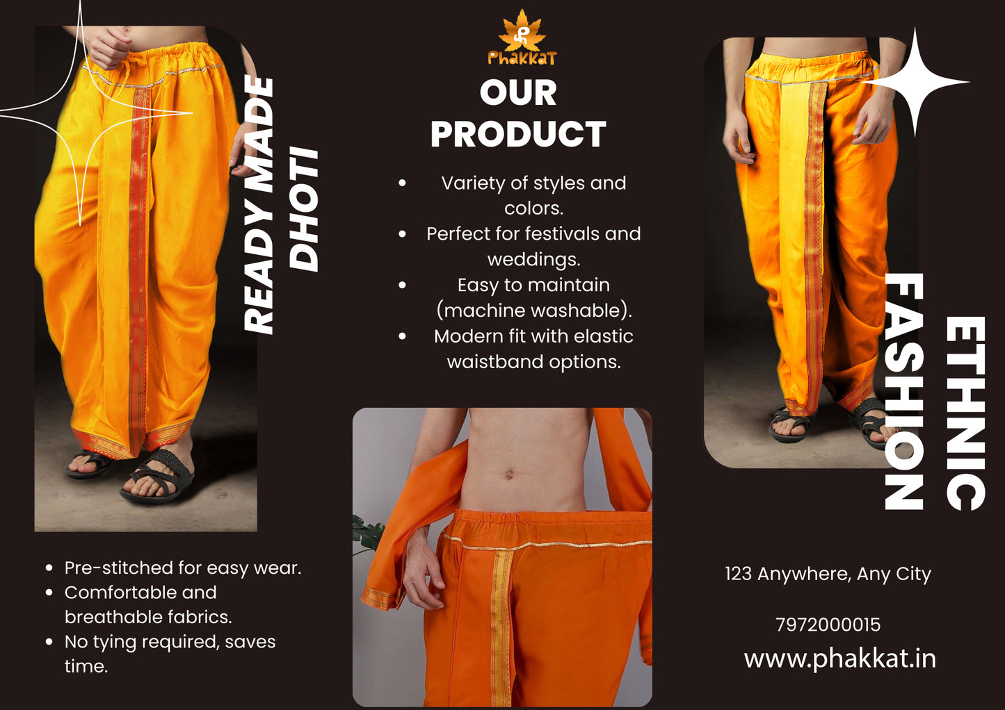 Ready-Made Dhoti for Men Pack of 2 Phakkat – Purple & L.OrangeDhoti Combo Additional View