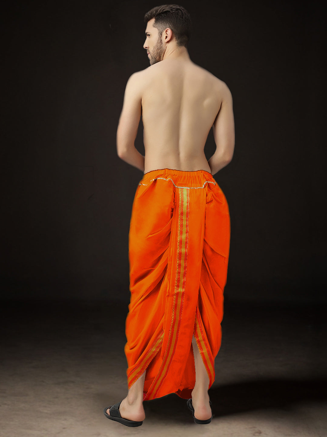 Ready-Made Dhoti for Men Pack of 2 Phakkat – Keshari Orange Dhoti Solo Ready-Made Traditional Wear