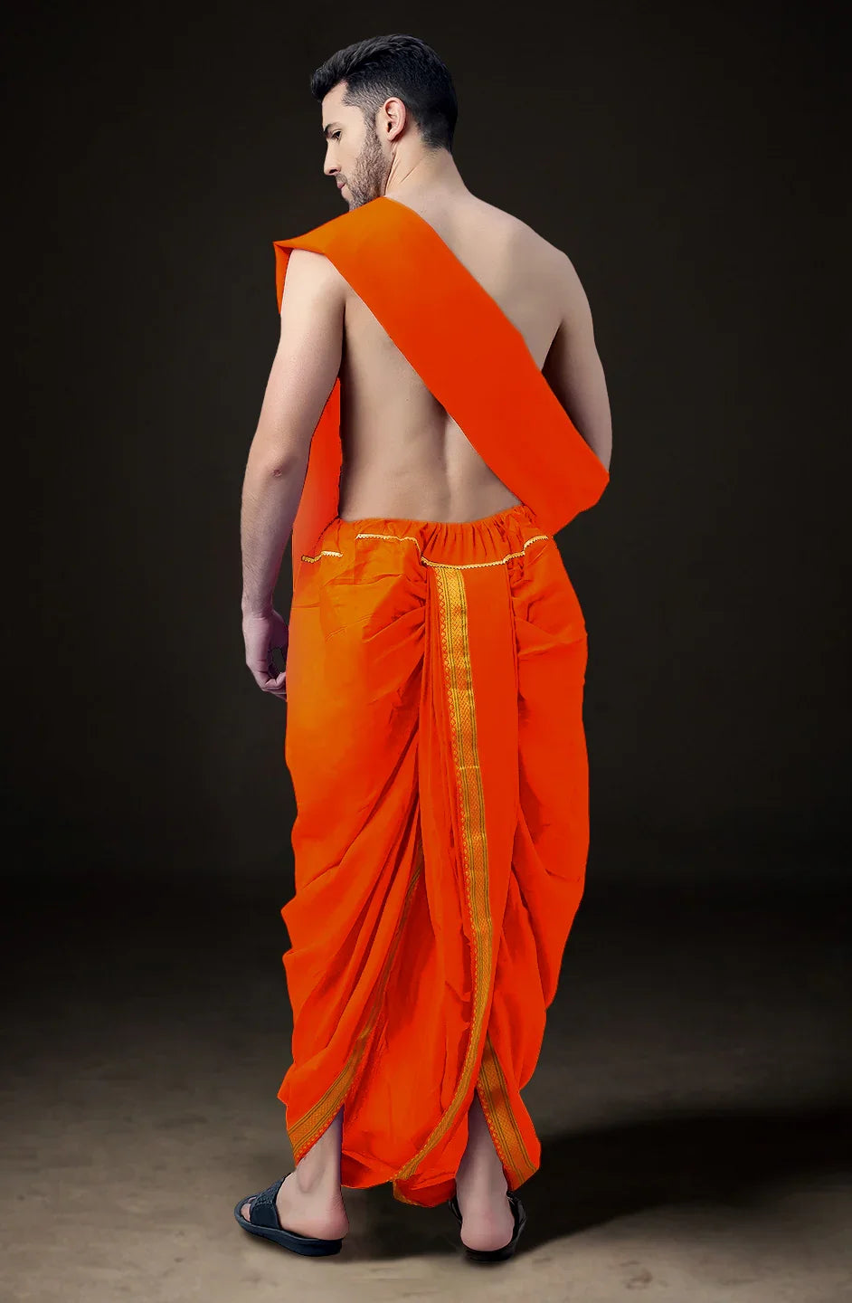 Ready-Made Dhoti with Dupatta for Men Phakkat – Keshari Orange Dhoti Traditional Outfit