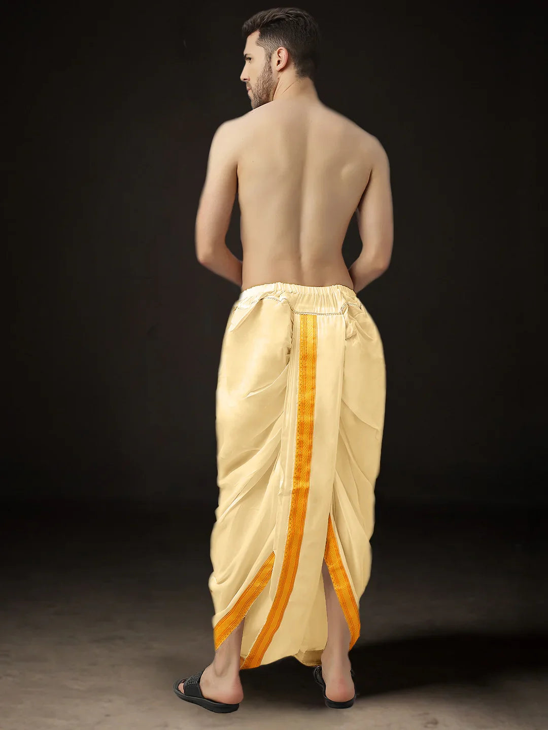 Readymade Art Silk Dhoti for Men Phakkat – Cream Ready-Made Dhoti Traditional Outfit