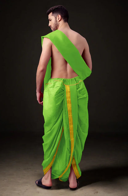 Ready-Made Dhoti with Dupatta for Men Phakkat – Olive Dhoti Traditional Outfit