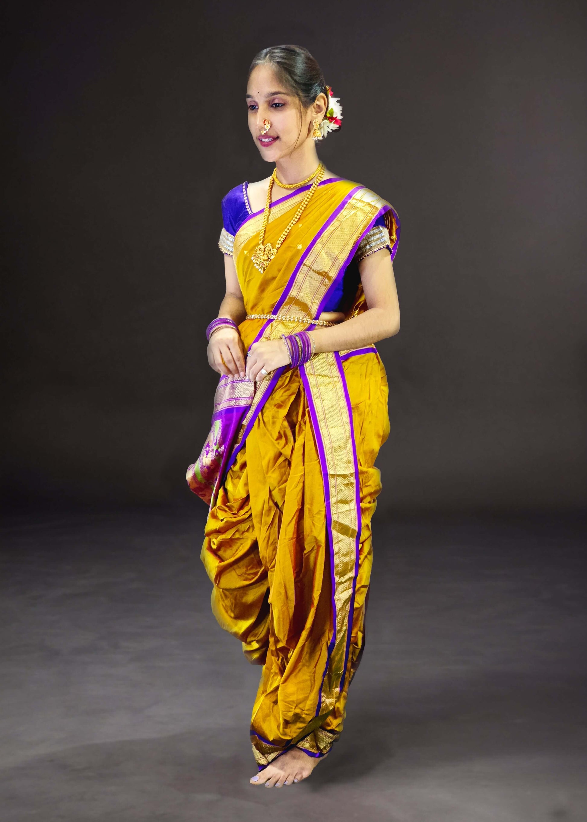 Ready-Made Nauvari Saree for Women Phakkat Side View