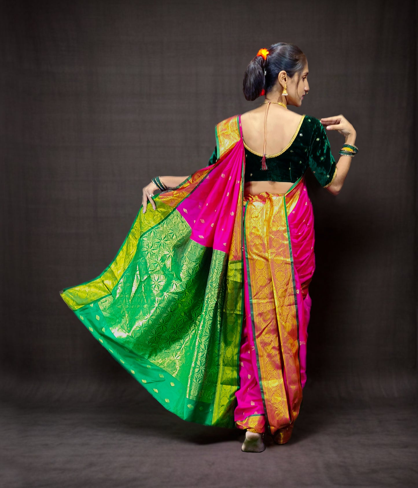Ready-Made Nauvari Saree for Women Phakkat Pink Peshwai Style Saree